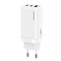 SZYBKA ŁADOWARKA SIECIOWA 65W 2X USB-C PD GAN FAST CHARGING BIAŁA