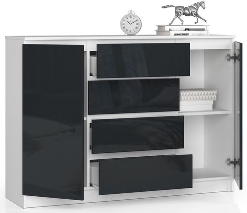 KOMODA K 140 cm 2 DRZWI 4 SZUFLADY AKRYL GRAFIT WYSOKI POŁYSK na Arena.pl