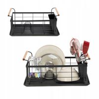 Ociekacz do naczyń suszarka czarna na naczynia sztućce talerze z tacką YOKA