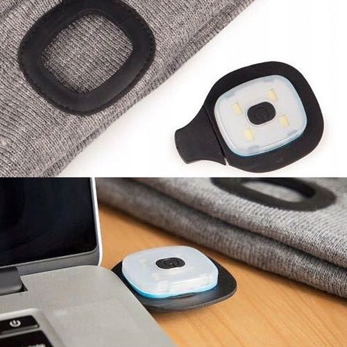 Czapka Zimowa Ocieplana z Latarką Lampką LED Ładowanie USB 4Tryby Świecenia na Arena.pl