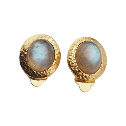 Klipsy - Labradoryt owalny w srebrze złoconym na Arena.pl