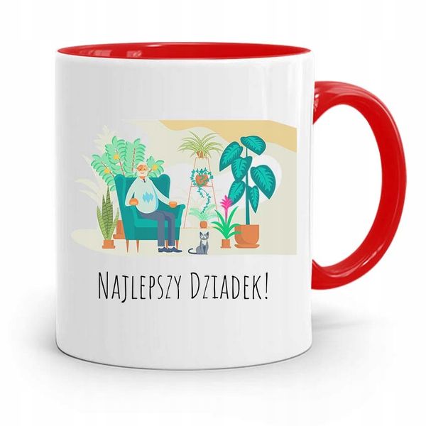 Kubek Czerwony Dla Dziadka Najlepszy Dziadek Z Nadrukiem Ze Zdjęciem zdjęcie 1