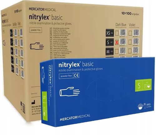 rękawice nitrylowe 100 szt. nitrylex basic dark blue 7-s - 10 kpl. na Arena.pl