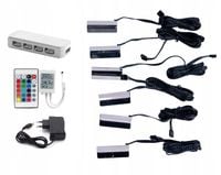 6x KLIPSY PODŚWIETLENIE OŚWIETLENIE LED RGB MEBLI SZKLANCYH PÓŁEK SZYB