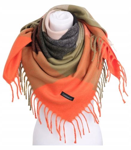 Ciepła CHUSTA DAMSKA Apaszka kratka DUŻY Miły w dotyku Szalik na Arena.pl