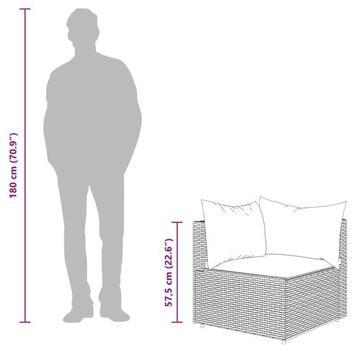 Narożny moduł sofy z poduszkami, brązowy, polirattan na Arena.pl