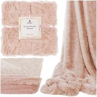 Narzuta na łóżko, pled 160x200 cm dwustronny koc na kanapę odcienie różowego