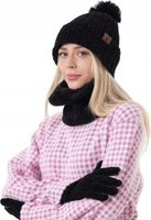 KOMPLET DAMSKI CZAPKA KOMIN RĘKAWICZKI DOTYKOWE ZESTAW CIEPŁY ZIMOWY