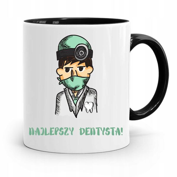 Kubek Czarny Prezent Dentysty Najlepszy Dentysta Z Nadrukiem Ze Zdjęciem zdjęcie 1