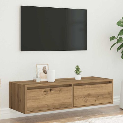 Szafka pod TV z oświetleniem LED, dąb artisan, 100x35,5x25 cm na Arena.pl