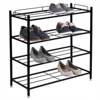 STOJAK NA BUTY CZARNY SZAFKA STOJAK ORGANIZER REGAŁ METALOWY 4 PÓŁKI LOFT