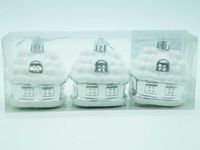 bombki domki zawieszki plastikowe 3szt. białe tg57144-1