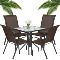 Meble Ogrodowe Zestaw Stół z Krzesłami na Balkon Taras 4 Krzesła Brązowe