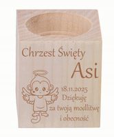 GRAWER ŚWIECZNIK drewniany podziękowania ZA OBECNOŚĆ CHRZEST ŚWIĘTY + IMIĘ