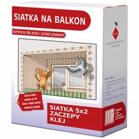 ZESTAW SIATKA NA BALKON DLA KOTA PTAKI GOŁĘBIE 5X2m, OKO 50mm BEZ WIERCENIA