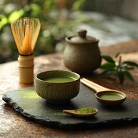 ZESTAW Startowy Do Herbaty Matcha BIO 100g z Piękną Czarką Miotełką i Łyżką