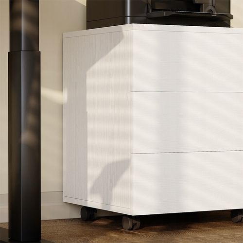 Kontenerek biurowy na kółkach z szufladami na kluczyk mobilna szafka biała na Arena.pl