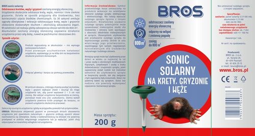 BROS SONIC SOLARNY na krety, nornice, gryzonie i węże, zasięg do 800 m² na Arena.pl