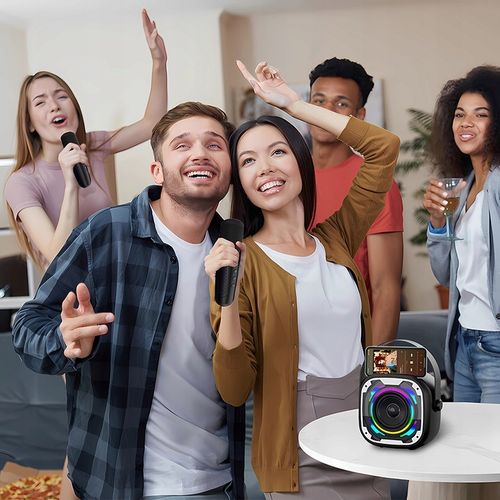 ZESTAW KARAOKE Z 2 MIKROFONY BEZPRZEWODOWE GŁOŚNIK BLUETOOTH LED KOLOROWA na Arena.pl