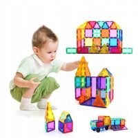 100 szt KLOCKI MAGNETYCZNE ZABAWKI EDUKACYJNE 2D 3D DZIECIĘCA MONTESSORI