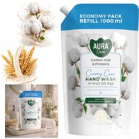 AURA Care Mydło Do Rąk Uzupełniające Mleczko Bawełniane i Proteiny 1000 ml