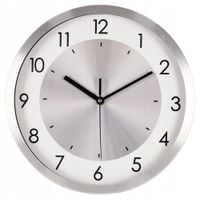 ZEGAR ŚCIENNY Cichy METALOWY Srebrny SATYNA Płynna Praca 30cm 1864