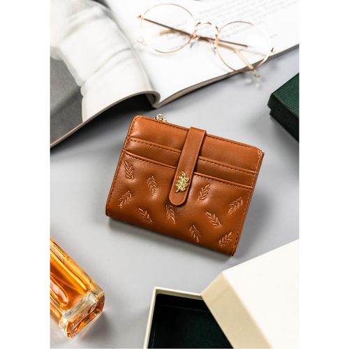 Mały damski portfel z haftem liści od 4U Cavaldi na Arena.pl