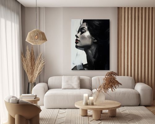 Obraz Na Ścianę Kobiecy PORTRET Abstrakcja Czerwone Usta 70cm x 100cm na Arena.pl