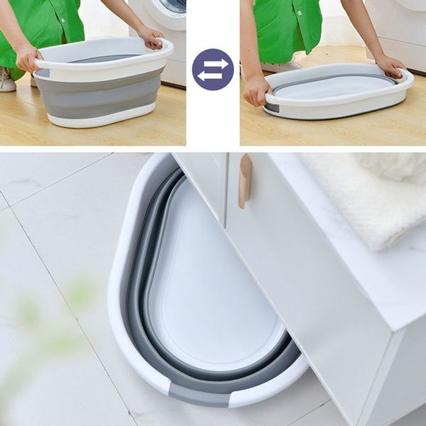 Miska składana owalna AIDA cm biało-szara COMPACT 25L zdjęcie 5