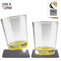Magnetyczne szklanki Silwy żółte 250 ml 2 szt.+ 2 nano-żelowe podkładki