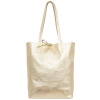 VERA PELLE torebka damska skórzana shopper na ramię V727 złota