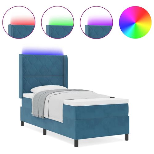 Łóżko z materacem na sprężynach LED Niebieski 90 x 190 cm na Arena.pl