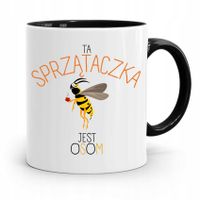 Dla Sprzątaczki Kubek Czarny Na Prezent Urodziny Z Nadrukiem Ze Zdjęciem