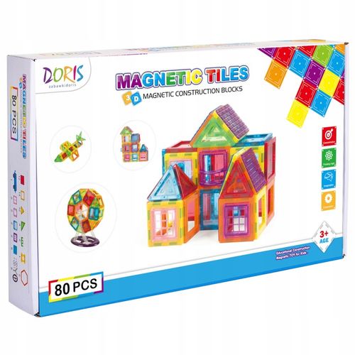 Klocki magnetyczne zestaw panele konstrukcyjne okienka duże 3D 80 el na Arena.pl