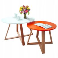 Zestaw KOMPLET stolików kawowych DĄB LAKIEROWANY