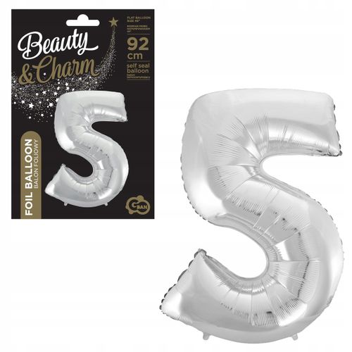 Balon Foliowy Cyfra 5, Srebrna 92 0356 na Arena.pl