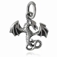 DELIKATNY OKSYDOWANY SREBRNY WISIOREK SMOK DRAGON CIEMNE SREBRO 925