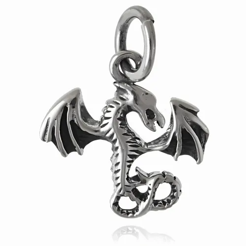 DELIKATNY OKSYDOWANY SREBRNY WISIOREK SMOK DRAGON CIEMNE SREBRO 925 na Arena.pl