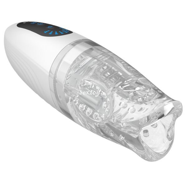 Masturbator Sex Maszyna Dla Mężczyzn, Ruchome Usta Z Wibratorem zdjęcie 11