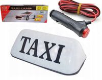 Duża Lampa TAXI na Magnes Biała Kogut Sygnalizator z Włącznikiem z Wtyczką