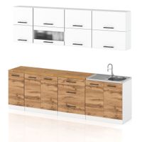 Meble Kuchenne Zestaw Kuchnia Robo Lux 2.6m Nowoczesna Biała Dąb Wotan