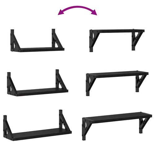 Zestaw półek ściennych z półką 3 pcs Czarny dąb 37 x 12 x 13 cm na Arena.pl