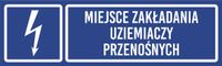 Tabliczka informacyjna Miejsce zakładania uziemiaczy grawer piktogram 20x6