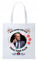 Donald Tusk Platforma Torba Eco Biała Shopper Z Nadrukiem Ze Zdjęciem