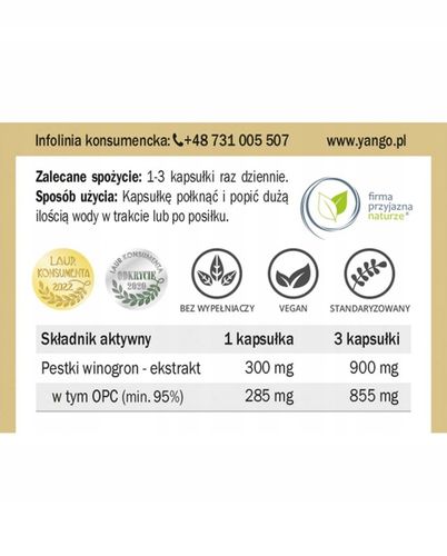 OPC 95% ekstrakt z pestek winogron - Yango na Arena.pl