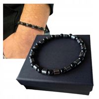 BRANSOLETKA OCHRONA RÓWNOWAGA PEWNOŚĆ SIEBIE HEMATYT GRAFITOWY AGAT CZARNY