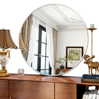 Lustro Okrągłe Ścienne 91 cm Duże w Srebrnej Metalowej Ramie