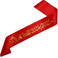 Król Balu 2024/2025 - czerwona szarfa ze złotym nadrukiem