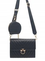 Victoria J. torebka listonoszka portfelik łabędzie przeszycia czarny VJ-959