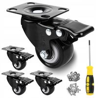 4× ZESTAW JEZDNY KÓŁKA OBROTOWE GUMOWE KOŁA ŁOŻYSKOWANE MEBLOWE 50mm